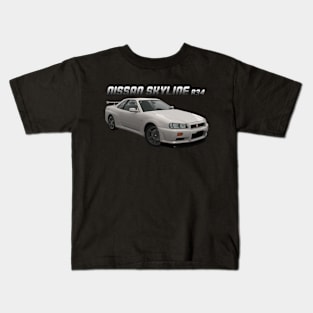 Nissan Skyline R34 White Kids T-Shirt